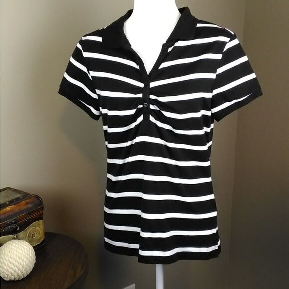 Bugle Boy For Her Striped Polo Sz L - Picture 1 of 6